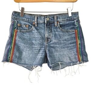 GAP + Pride Rainbow Embroidered 3" Denim Shorts Size 0 or 25